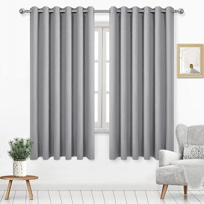 DWCN Silver Grey Blackout Curtains 63 Inch Length, 70 Wide Drapes