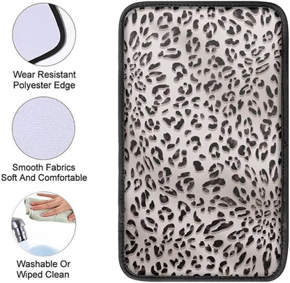 Dreaweet Gray Leopard Print Arm Rest Cover for Car Center Console Cover Fashion Cheetah Print Car Accessories Armrest Cover Center Console Cushion Pad Universal for SUV Truck Van Sedan