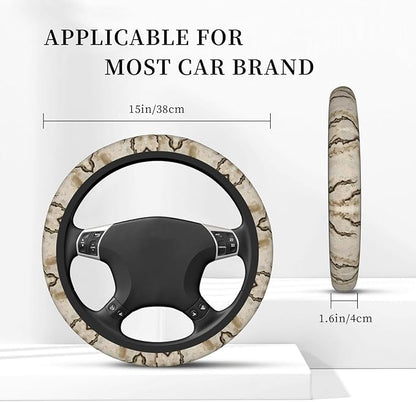 Nude Snake-Skins Texture Car Steering Wheel Cover, 15 Inch Steering Wheel Cover Stylish Decor for Most Cars