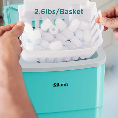 Silonn Ice Makers Countertop, 9 Cubes Ready in 6 Mins, Self-Cleaning Ice Machine