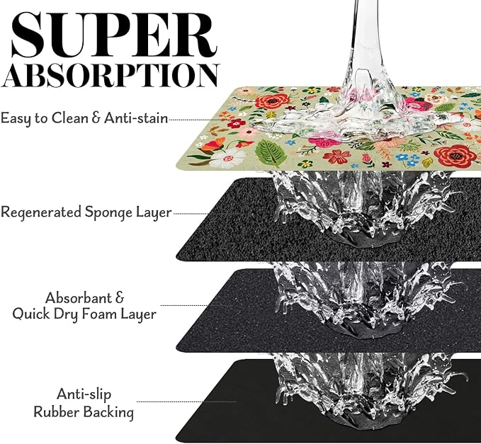 Dog Food Mats for Floors, Absorbent Dog Bowl Mat for Food and Water Dispenser Mat, Quick Dry Cat Food Mat Pet Supplies