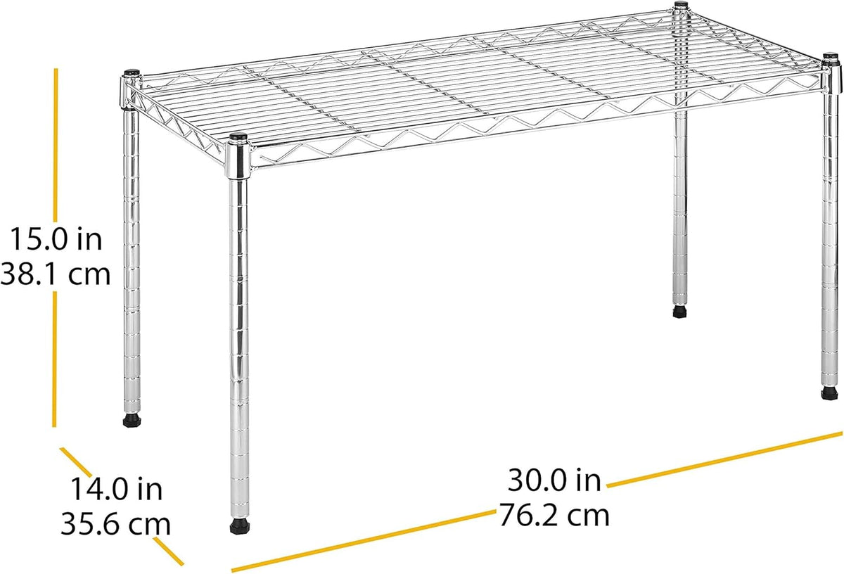Whitmor 1 Tier Shelving Units, Wire Rack Storage Organizer, 30" L x 14" W x 15" H, Chrome