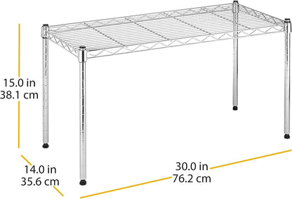 Whitmor 1 Tier Shelving Units, Wire Rack Storage Organizer, 30" L x 14" W x 15" H, Chrome