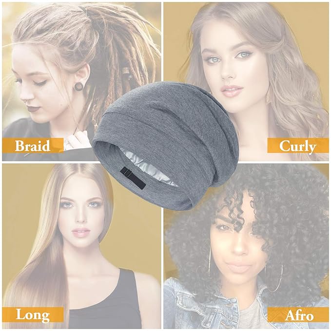 OLESILK Mulberry Silk Bonnet for Women, Unisex Adjustable Sleep Cap, Real Silk Hair Wrap, Pearl Grey