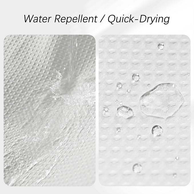 PANGSINNE Modern Shower Curtain for Stall - Water Repellent Waffle Textured 256GSM Heavy Duty Half Size Shower Curtains for Bath Tubs, Hotel Quality Narrow Bath Curtain Set with 6 Hooks, 36Wx72H