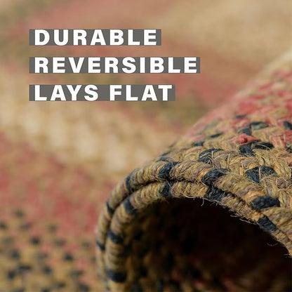 Homespice Russett Brown Braided Rug 2' x 3' - Country Style Jute Kitchen Rug for Primitive Decor