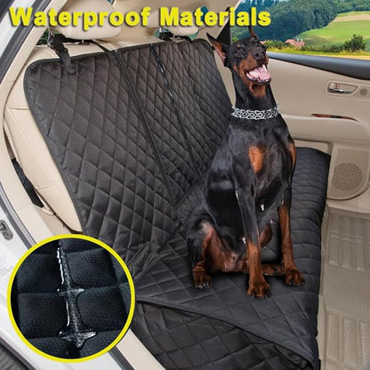 YOVEEKLE Dog Car Seat Cover, Deluxe Waterproof Pet Back Carseat Protector for Cars, SUVs, Trucks, Nonslip and Easy Cleanup Backseat Pet Cover for Automotive Rear Bench (Black)
