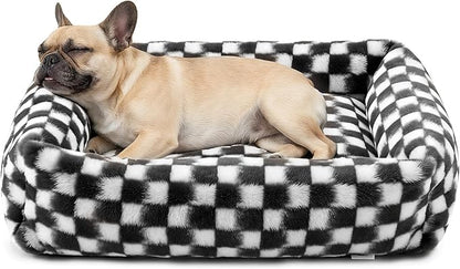 JOEJOY Small Dog Bed for Small Dogs, Rectangle Washable Orthopedic Corduroy Fleece Pet Bed with Removable Zipper Cover, Cute Soft Calming Puppy Bed with Non Skid Bottom
