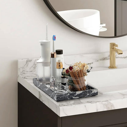 Marble Bathroom Tray,Pure Natural Vanity Tray,Marble Tray for Kitchen Counter Non-Ceramic/Non-Resin,Stone Trays 12 x 8 inch