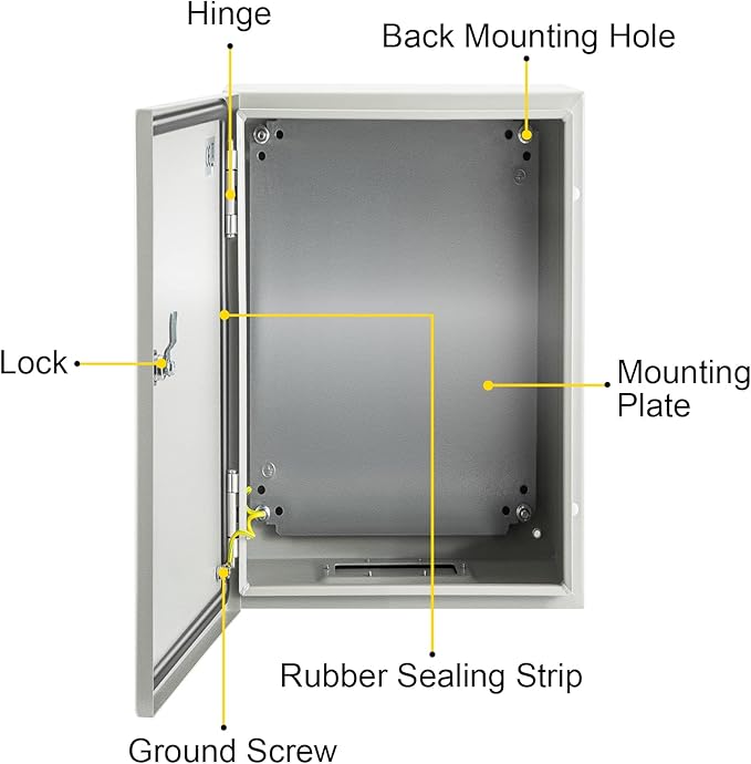 VEVOR NEMA Steel Enclosure 12×8×6, NEMA 4X Steel Electrical Box, IP66
