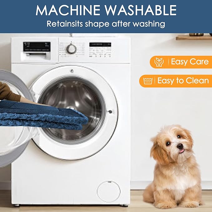 WITTOP Washable Dog Bed Plush Orthopedic Outdoor Crate Mat with Non-Slip Bottom,Luxe Soft Kennel Pad for Pets, Cozy Cage Cushion & Pet Sleeping Mattress Large Sized,Medium,Small Dogs,30 x 20 inch,Blue