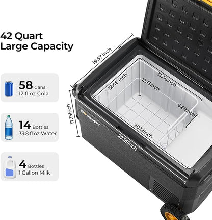 BougeRV 12 Volt Car Refrigerator, CRS 42 Quart Portable Fridge Freezer