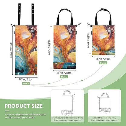 ALAZA Hanging Car Trash Bags Garbage Bag Trash Can for Back Seat Small Marble Orange Blue Washable Storage Bag Retractable 2 Pack