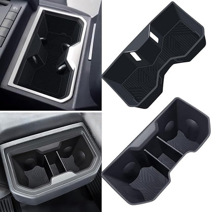 Center Console Cup Holder Inserts for Toyota Tacoma 2026 2025 2024, Silicone Front & Rear Cup Holder Liners Interior Accessories Cup Holders Covers Protector for 2024-2026 Tacoma, Black