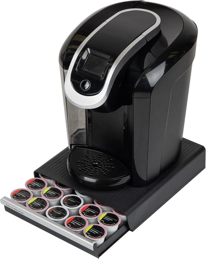 Mind Reader Single Serve Coffee Pod Drawer, 30 Pod Capacity, Countertop Organizer, 10.5"L x 12.75"W x 2.5"H, Black