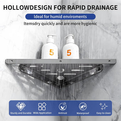 Shower Corner Shelf 304 Stainless Steel Shower Caddy 3 Tier Shower Organizer Niche Extra 6 Hangers Shelves 40 lbs Large Capacity Bathroom Storage for Inside Anti-Rust Drilling Installation(Silver)