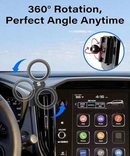 Magnetism Car Phone Holder for Subaru Forester 2025 2026 Accessories Compatible with MagSafe Hands-Free 360 Degree Rotation Adjustable Cell Phone Mount Does Not Affect Air Vent
