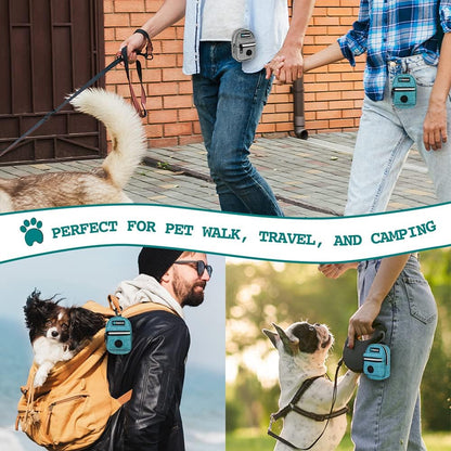 PetAmi Dog Poop Bag Holder for Leash, Pet Waste Dispenser With Clip for Puppy Walking Accessories, Travel Camping, Treat Pouch Supplies With Doggy Roll, Blue