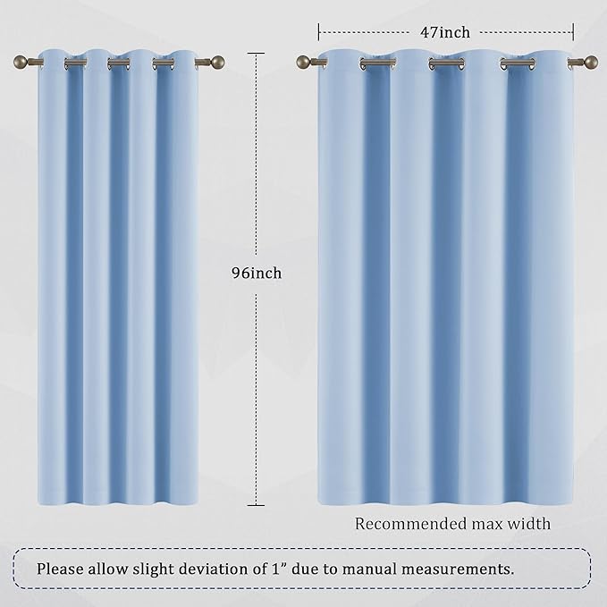 DUALIFE Sky Blue Blackout Curtain Panels/Drapes