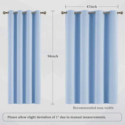 DUALIFE Sky Blue Blackout Curtain Panels/Drapes