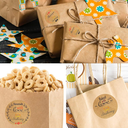 Custom Stickers Kraft Paper Labels Personalized Withe Text, Business Logo Customized Food Jars Labels Bakery Label Sticker Package Favor Canning Circle 100pcs (Style 1)