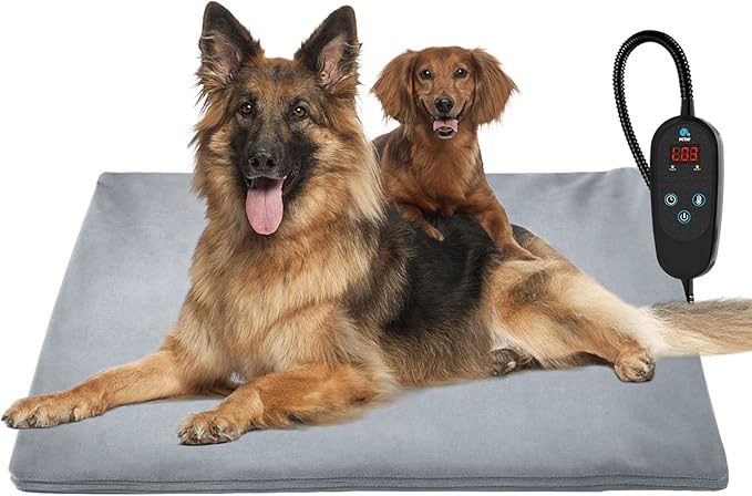 PETNF Pet Heating Pad Temperature Adjustment Anti-bite Puppy Heating with Timer Cat Dog Pad Indoor Waterproof Pet Warming Electric Heated Bed Mat for Small/Medium/Large Dog