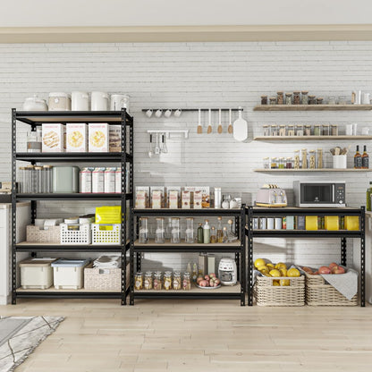 60" H x28 W x12 D Father&I 5-Shelf-Rack Shelves Industrial Metal Steel Garage/Kitchen Storage Heavy-Duty Adjustable Tall Shelving Units Organizer for Closet/Pantry/Attic/Laundry, Black