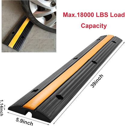 Reliancer 4 Pack 1-Channel Rubber Cable Protector Ramp Traffic Speed Bump