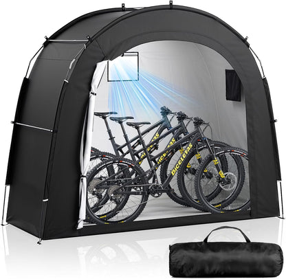 Housolution Bike Storage Tent Shed for 3 Bikes, Outdoor Portable 210D Oxford Thick PU4000 Waterproof Bike Cover with Ventilated Window, Bike Tent Fit for Bicycle, Lawn Mower, Garden Tools