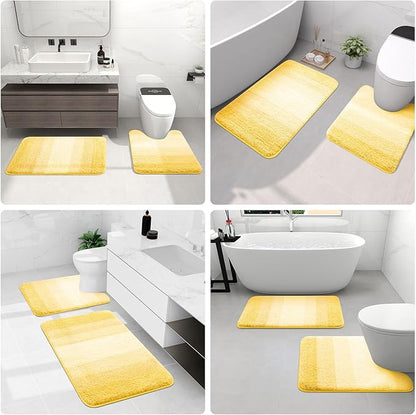 Arotive Microfiber Bathroom Rugs, Shaggy Soft and Absorbent Bath Rug, Non-Slip, Thick Plush Machine Washable Dry Bath Mats for Bathroom, Tub and Shower, 24x16, Yellow, Rectangular