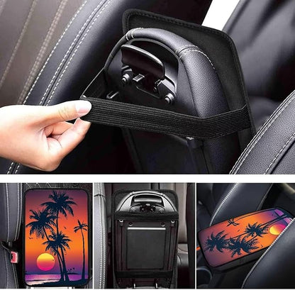 Sun Palm Console Center Armrest Lid Cover Protector Car Armrest Storage Box Mat Interior Accessories for Most Vehicle, SUV