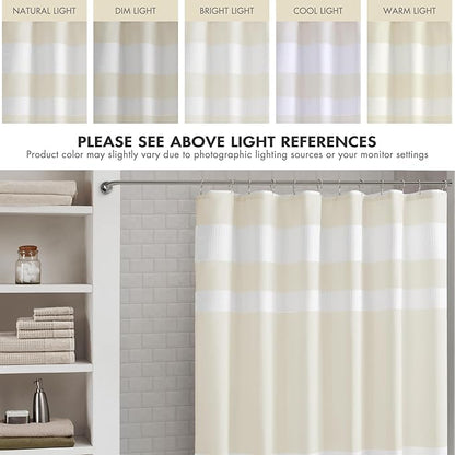 Madison Park Shower Curtain Spa Waffle Weave Long Shower Curtain for Bathroom 3M Scotchgard Moisture Management, Spa Quality Modern Shower Curtains for Bathroom, Long: 72x78 Cream