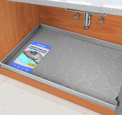 SIKADEER 31" x 22" Under Sink Mat Waterproof, Silicone Mat Kitchen Drawer Shelf and Cabinet Liner, Sink Protector for Kitchen Organizers and Storage, Boot Tray Pet Food Mats