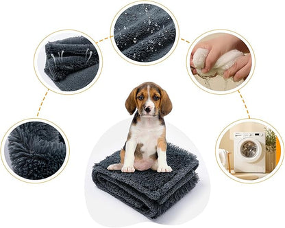 Wowchine Pet Throw Blankets for Dogs Gray Cozy Waterproof Fluffy Long Faux Fur Dog Cat Calming Blanket for Couch Sofa Cover Furniture Protection, Gray XS-28x20in