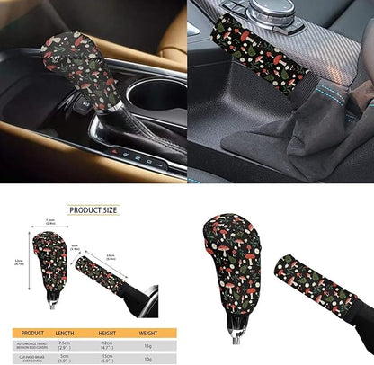Small Mushroom Car Accessories for Women 6 Pcs Steering Wheel Cover Protector Set Cup Coaster Car Armrest Cover Fits Most Cars Trucks Vans and SUV