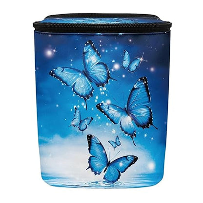 BIGCARJOB Blue Butterflies Car Trash Bin for Back Seat Car Interior Accessories Waste Basket Storage for Vehicle Truck,Women Girls Travel Camping Picnic Lage Trash Can Garbage Bin