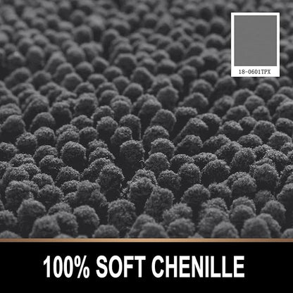 MAYSHINE Round Area Rug Set for Bathroom | Soft Plush Chenille Bath Mat, Water Absorbent Non-Slip Bathroom Rug | Washable Shag Carpet, Bedroom, or Home Décor | 36"x36" (Round) | Charcoal Gray