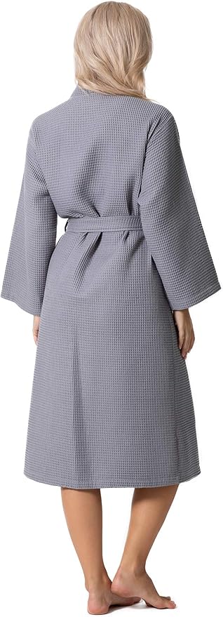 Turkish Linen Waffle Knit Lightweight Kimono Spa & Bath Robes for Women - Quick Dry - Soft