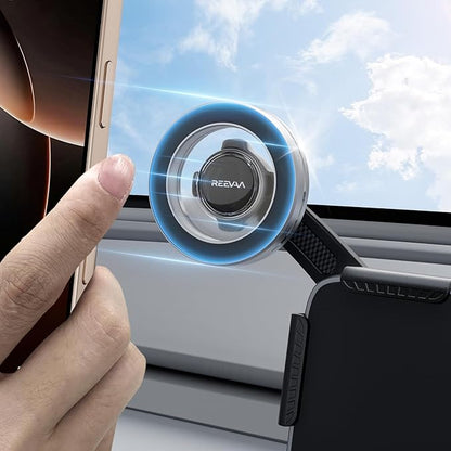 REEVAA 2025 Upgrade Tesla Phone Mount for MagSafe [Strongest Magnetic, No Glue] Adjustable Tesla Phone Holder for Model 3/S/X/Cybertruck, Tesla Accessories Compatible with MagSafe Case iPhone 16 etc