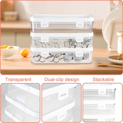 3 Pack of Cookie Cutter Storage, Handheld Transparent Cookie Cutter Organizer Storage with a Sticker and a Pen,Cover to Prevent Dust,Can be Used Alone or Hidden for Stacking