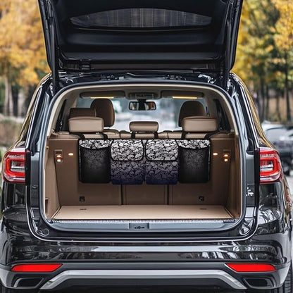 Skull Car Trunk Organizer Oxford Cloth, Machine Washable Car Storage Organizer (37.01"*11.8") Portable Car Storage Bag with 4 Pocekt, Hanging Car Organizer for SUV/MPV/Truck
