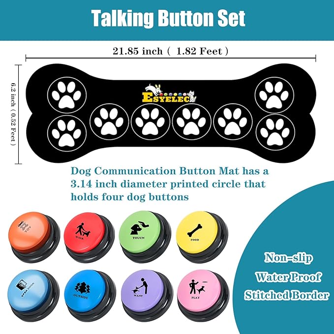 Dog Buttons for Communication Starter Pack 8 Dog Talking Button Set, 30s Voice