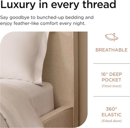 Threadmill Supima Sheet Set | 656 Thread Count Sheets for Twin Mattress | Solid Sateen Bed Sheets Set with 16” Deep Pocket | Soft Breathable 3-Piece Cooling Sheet Set | White Sheets
