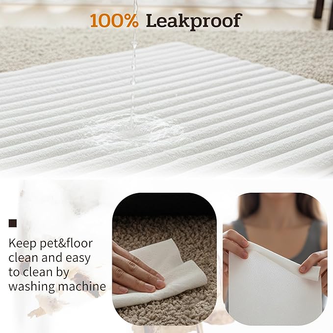 NWK Pack of 4 Fluffy Self Warming Cat Mat, Cat Blanket, Thermal Dog Mat, Washable, Non-Slip Bottom for Sofa & Crate & Kennel & Car Seat (Creamy White, X-Large (43.5'' X 27.5'' X 0.7''))