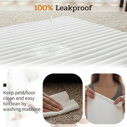 NWK Pack of 4 Fluffy Self Warming Cat Mat, Cat Blanket, Thermal Dog Mat, Washable, Non-Slip Bottom for Sofa & Crate & Kennel & Car Seat (Creamy White, X-Large (43.5'' X 27.5'' X 0.7''))