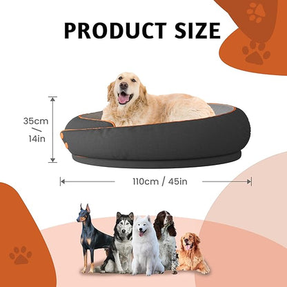 LELEFIDO Round Orthopedic Dog Bed for Large Dogs, XL Foam Support Pet Bed with Soft, Comfortable Cushion for Anxiety Relief, Removable & Machine-Washable Cover, Cozy Sofa-Style Bed for Dogs