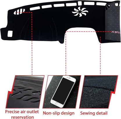 Dashboard Dash Board Cover Mat Pad Carpet Non-Slip Custom Compatible with Ford Maverick 2022 2023 2024 Protector Sunshield (Black Trim)