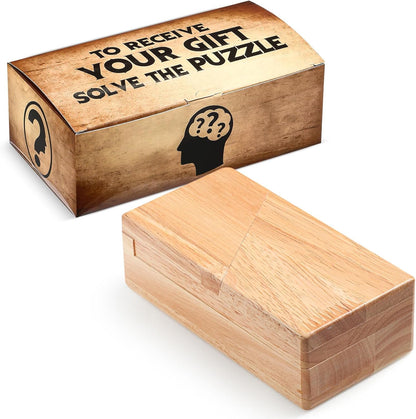 Gejoy Secret Puzzle Box Cash Gift Wooden Puzzle Box for Adults Brain Teaser Wooden with Hidden Compartments for Christmas Cash Gift(Brown,14.5 x 7.5 x 4.5 cm,Classical)