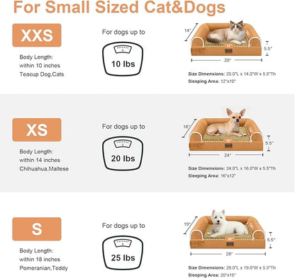 Medium Large Dog Bed Orthopedic Washable: Beds Bolster Medium Large Sized Dog Bed Egg Crate Foam Couch Sofa Waterproof with Removable Cover - Orange