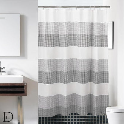 Dainty Home | Smoke Grey Ombre Waffle Weave Shower Curtain - 70" x 72" - Water Resistant Polyester Blend Fabric Shower Curtain - The Best Gradient Design Washable Waffle Shower Curtain